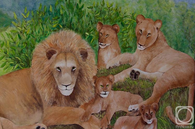 Kazakova Tatyana. In the savanna. (Detail "Lions")