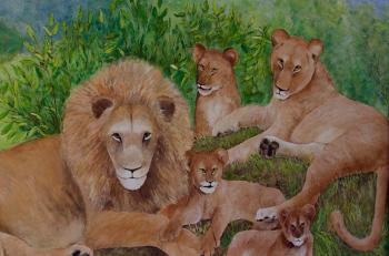 In the savanna. (Detail "Lions"). Kazakova Tatyana