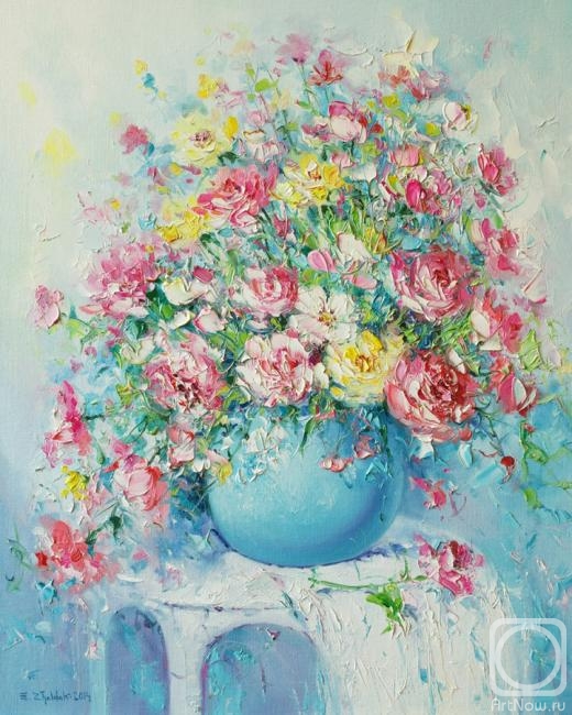 Zhaldak Edward. Bouquet in the blue pot