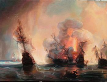Theodore Guden. Attack on the English fleet by the Earl of Tourville and Jean Barth at Smyrna. Sergeev Sergey