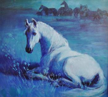 The white mare who has dreamed me once by a moonlight night. Simonova Olga