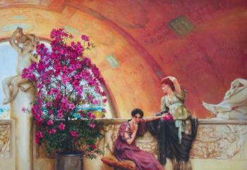 Copy of a painting of Lawrence Alma-Tademy "Involuntary competitors" ( ). Simonova Olga
