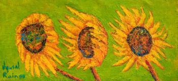 Sunflowers. In windly time