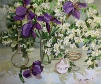Still life of with Irises (Glassware). Bychenko Lyubov