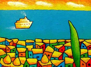 Landscape with a ship. Rain Vyusal