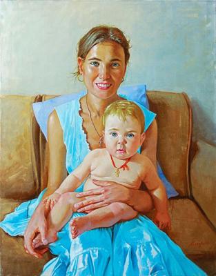 Portrait of mother and daughter. Mazur Nikolay