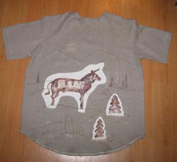 Linen shirt "The sacred bull" (Painting Flax). Zarechnova Yulia