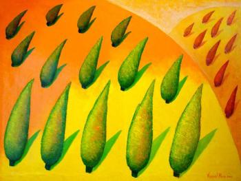 Again cypresses... And again a wind... There are still hills. Rain Vyusal