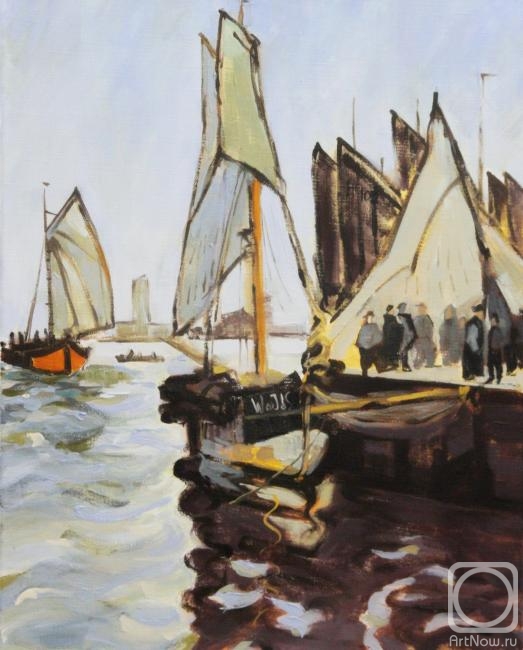 Engardo Anna. Boats in the port of Honfleur. Claude Monet (copy)