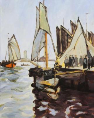 Boats in the port of Honfleur. Claude Monet (copy)