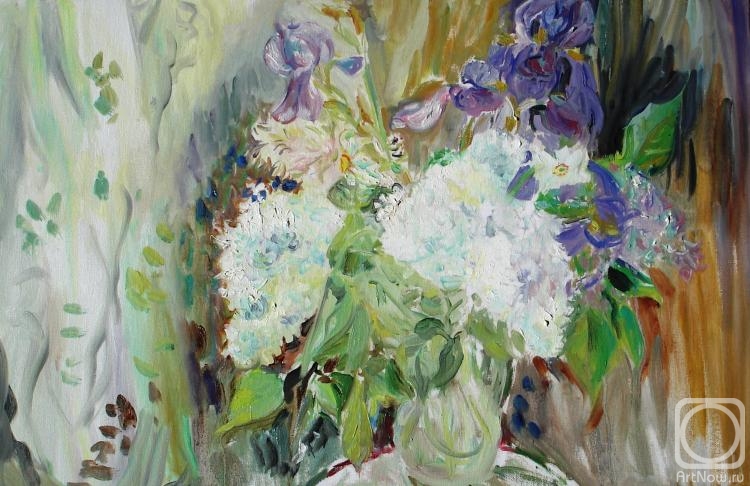 Sechko Xenia. Lilacs and irises in a bouquet