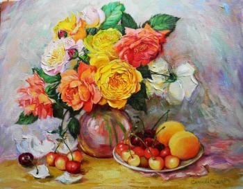 Roses, sweet cherry and apricots. Simonova Olga