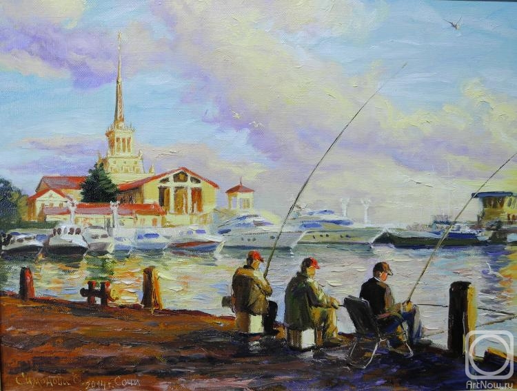 Simonova Olga. Fishermen in port