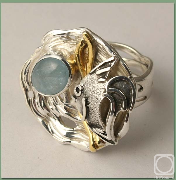 Boldin Vadim. Ring from the Fish Series with aquamarine