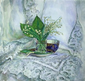 Still-life with lily of the valley (Lily Of The Valley Watercolor). Luchkina Olga