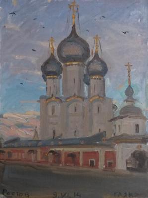 Painting Rostov Veliky, Cathedral Square before sunset. Dobrovolskaya Gayane