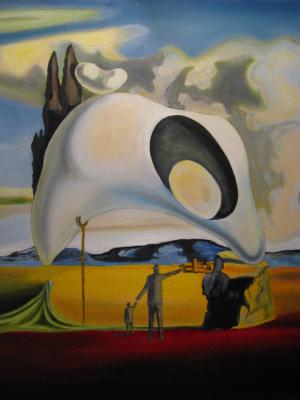A copy of a painting by Salvador Dali. Atavistic remains of rain