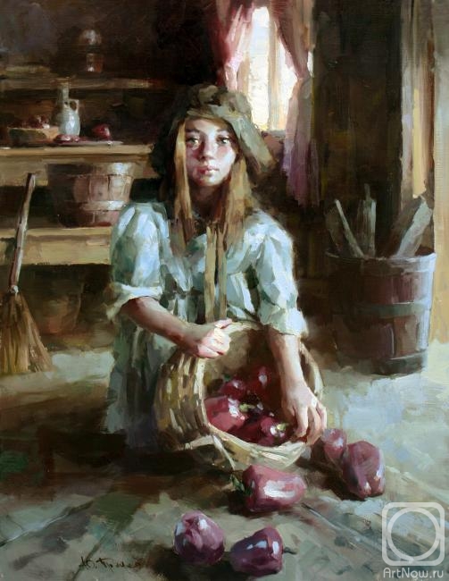 Pryadko Yuriy. Girl with a basket of peppers