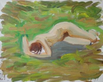 Painting Naked girl liing. Dobrovolskaya Gayane
