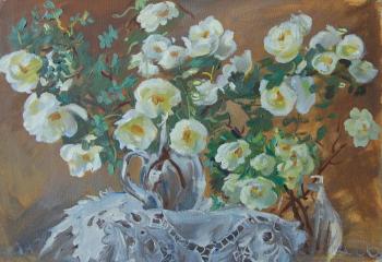 Painting Bunch of White Rose Hip. Dobrovolskaya Gayane