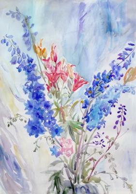 Delphinium and lilies