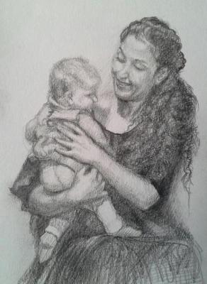 Joy of motherhood (sketch) (A Woman With An Infant). Fattakhov Marat