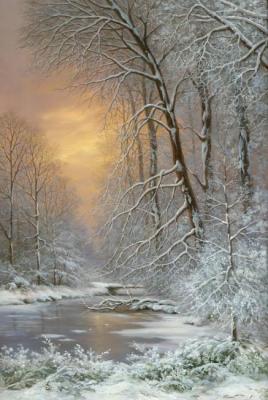 Картина «Зимний вечер. Пруд»