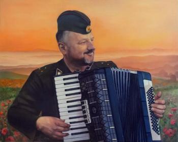 Portrait of a man with an accordion. Vlasov Andrej