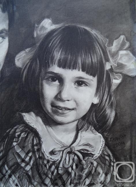 Dobrovolskaya Gayane. The girl with bows (section of triple-portrait), from a photo
