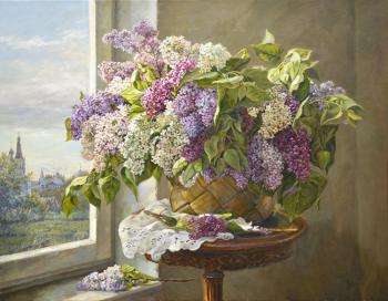 Panov Eduard Parfirevich. Lilac at the windowsill