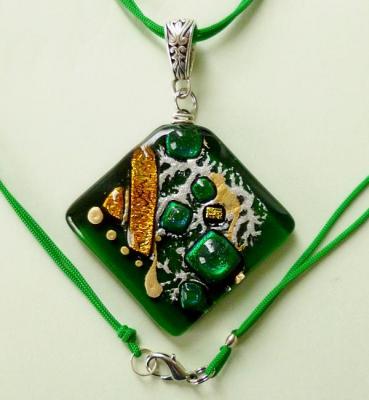 Pendant "Mistress of Copper Mountain" dichroic glass fusing (Jewelry From The Author). Repina Elena