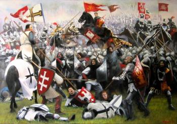 The Battle of Grunwald, 1410, soldiers of the Moldavian principality attack the Teutonic Knights. Arseni Victor