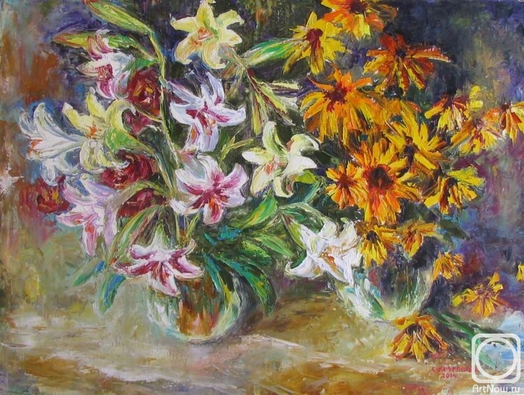 Kruglova Svetlana. Lilies and rudbeckia from the garden