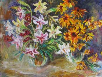 Lilies and rudbeckia from the garden (Buy Phlox Painting). Kruglova Svetlana