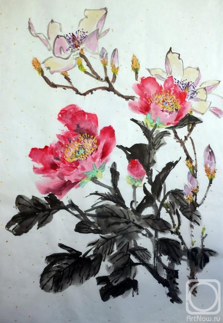 Mishukov Nikolay. Peonies and magnolias