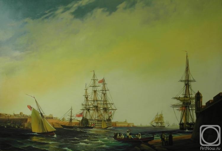 Kosyakov Alexsandr. The port of La Valletta on the island of Malta. I.Aivazovsky (copy)