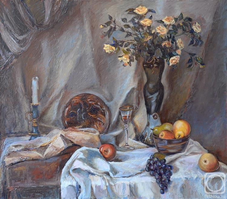 Nikulin Ilya. Still life with flowers and fruits