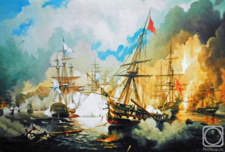 Kosyakov Alexsandr. Naval Battle of Navarino on 2 October 1827. I.Aivazovsky (copy)