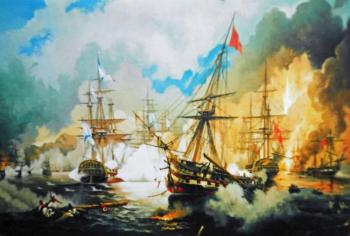 Naval Battle of Navarino on 2 October 1827. I.Aivazovsky (copy). Kosyakov Alexsandr