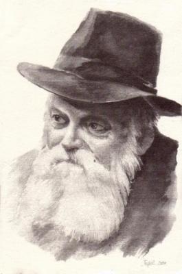 Portrait of an elderly man in a hat. Tafel Zinovy