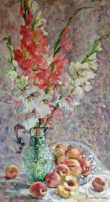 Sedyh Olga. Gladioluses and peaches