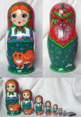 Matryoshka with cat (Folk Russian Dolls). Razumova Lidia