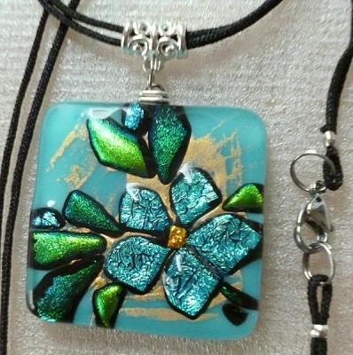 Pendant "Moon Melody" dichroic glass fusing (Stained Glass Company Spectrum). Repina Elena