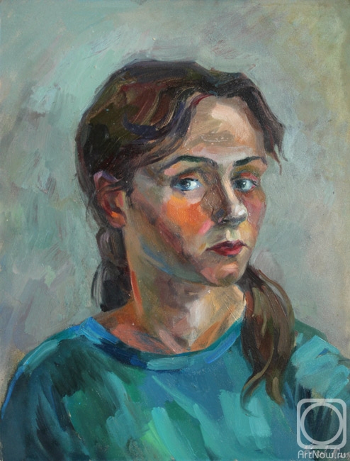 Zhukova Juliya. Self portrait in a turquoise