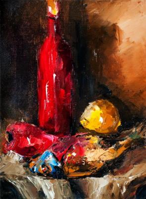 Still life with red bottle