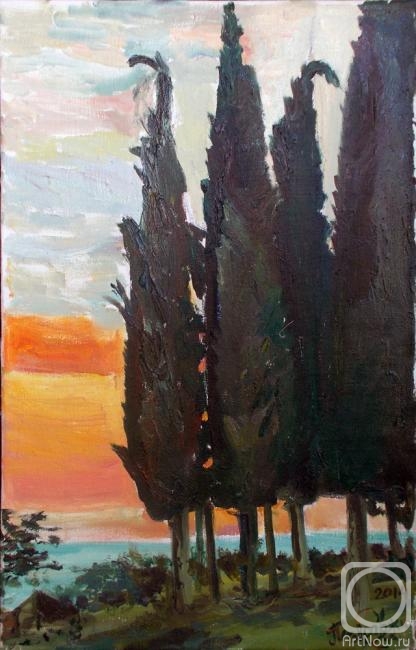 Petrovskaya-Petovraji Olga. Abkhazia. Evening cypresses