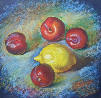 Painting Plums and lemon-2. Dobrovolskaya Gayane