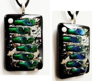 Pendant "Emerald green stairway" dichroic glass fusing (Jewelry From The Author). Repina Elena