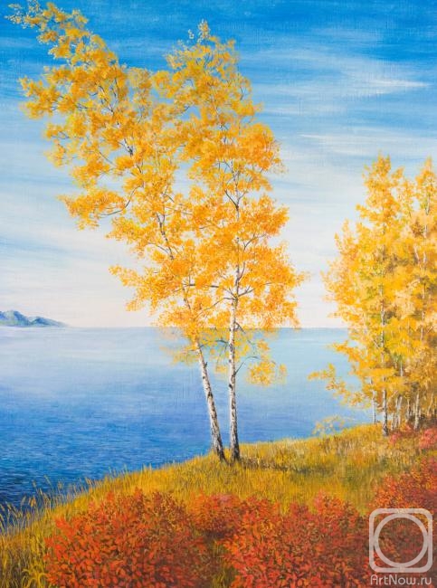 Kharhan Oleg. Yellow birch on the shore