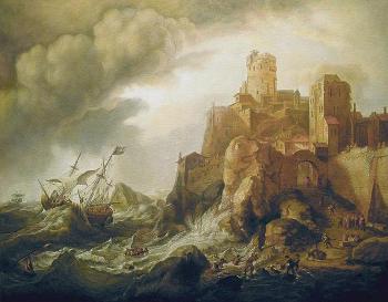 Ship-wreck at rocky coast. Ludolf Backhuizen. Copy